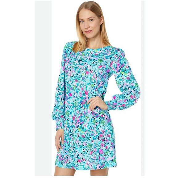 Lilly Pulitzer Diann Dress summer Sz XS cotton breathable blue/pink - Picture 1 of 15
